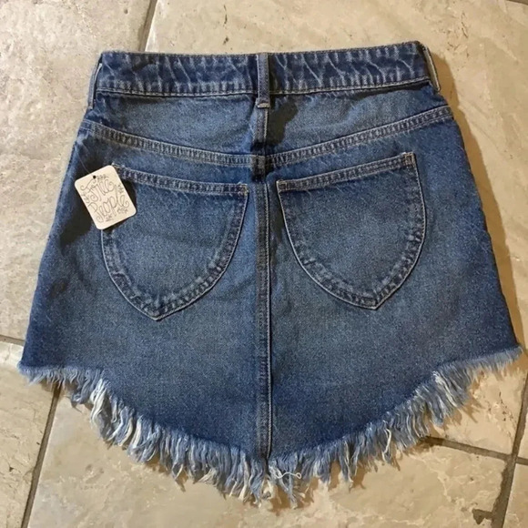 Host Pick! New With Tags! Free People Bailey Fringe Denim Mini Skirt - Picture 8 of 12